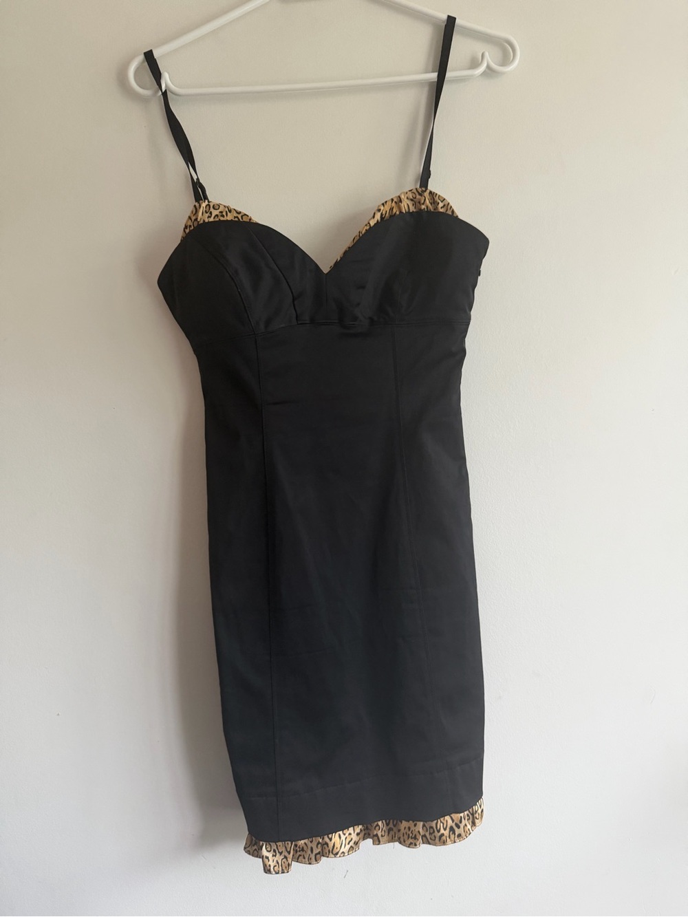 Guess Black Mini Dress with Leopard Trim